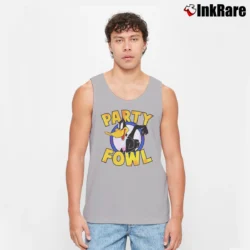 Men’s Looney Tunes Daffy Party Fowl Portrait Graphic Tank Top in sport grey | Breathable, Active-Friendly Design