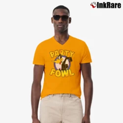 Men’s Looney Tunes Daffy Party Fowl Portrait Graphic V-Neck Tee in orange | Sharp, Breathable, Everyday Staple