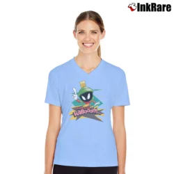 Women’s Looney Tunes Marvin The Martian Where Is The Kaboom V-Neck Tee in light blue | Chic Neckline, Soft Texture