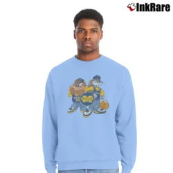 Men’s Looney Tunes Michigan Bugs Bunny Taz Iceburg Crewneck Sweatshirt in light blue | Cozy Fabric, Clean Style