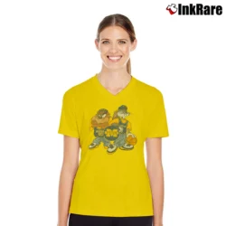 Women’s Looney Tunes Michigan Bugs Bunny Taz V-Neck Tee in yellow | Chic Neckline, Soft Texture