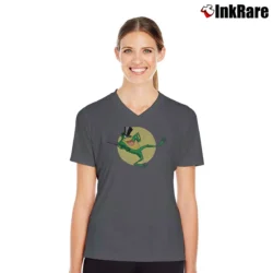 Women’s Looney Tunes Michigan J Frog Hello My Baby V-Neck Tee in charcoal | Chic Neckline, Soft Texture