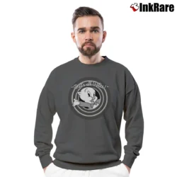 Men’s Looney Tunes Porky Pig That's All Folks Crewneck Sweatshirt in charcoal | Cozy Fabric, Clean Style