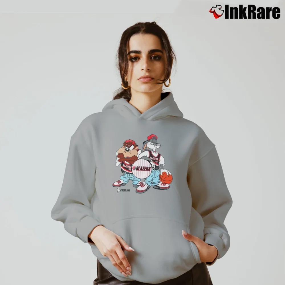 Women’s Looney Tunes Portland Trail Blazers NBA Cozy Hoodie in sport grey | Warm, Structured, Stylish