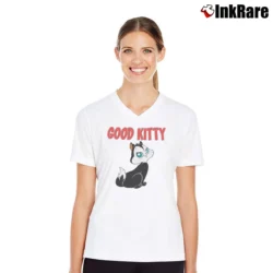 Women’s Looney Tunes Pussyfoot Good Kitty Gone Bad V-Neck Tee in white | Chic Neckline, Soft Texture