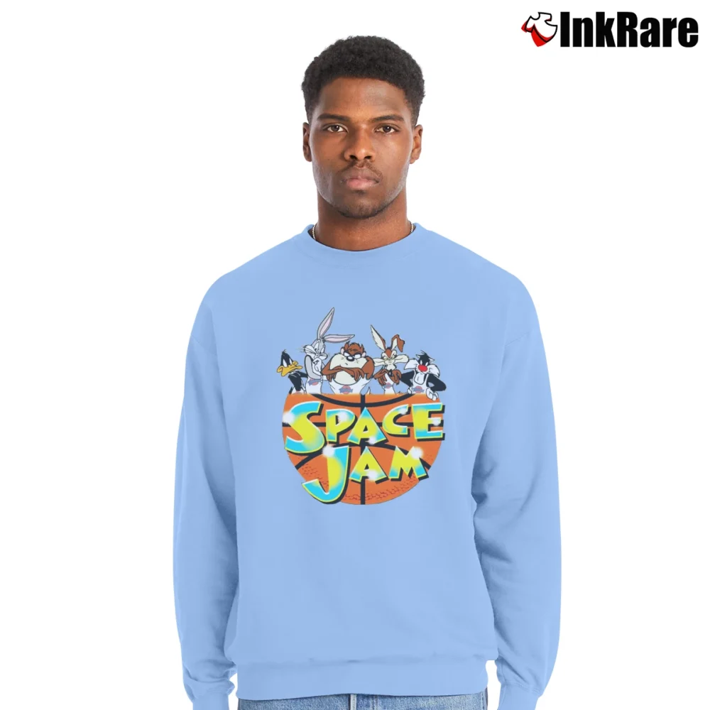 Men’s Looney Tunes Space Jam Crewneck Sweatshirt in light blue | Cozy Fabric, Clean Style