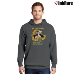 Men’s Looney Tunes Sylvester The Cat Sunflower Pullover Hoodie in charcoal | Cozy, Durable, Modern Fit