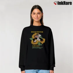 Women’s Looney Tunes Sylvester The Cat Sunflower Relaxed Sweatshirt in black | Soft, Laid-Back Vibe
