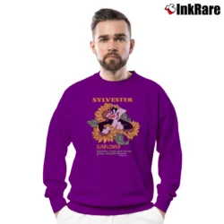 Men’s Looney Tunes Sylvester The Cat Sunflower Crewneck Sweatshirt in purple | Cozy Fabric, Clean Style