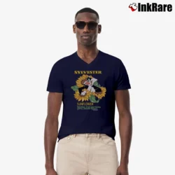 Men’s Looney Tunes Sylvester The Cat Sunflower V-Neck Tee in navy | Sharp, Breathable, Everyday Staple