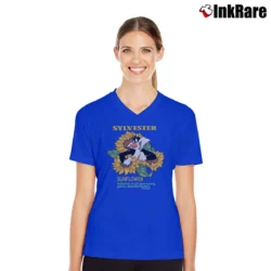 Women’s Looney Tunes Sylvester The Cat Sunflower V-Neck Tee in royal blue | Chic Neckline, Soft Texture