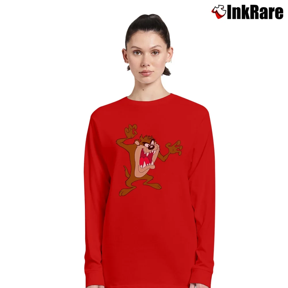 Women’s Looney Tunes Tasmanian Devil Long-Sleeve Top in red | Sleek, Versatile, All-Season