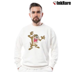 Men’s Looney Tunes Tasmanian Devil Crewneck Sweatshirt in white | Cozy Fabric, Clean Style