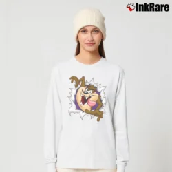 Women’s Looney Tunes Tasmanian Devil Taz Cartoon Long-Sleeve Top in white | Sleek, Versatile, All-Season