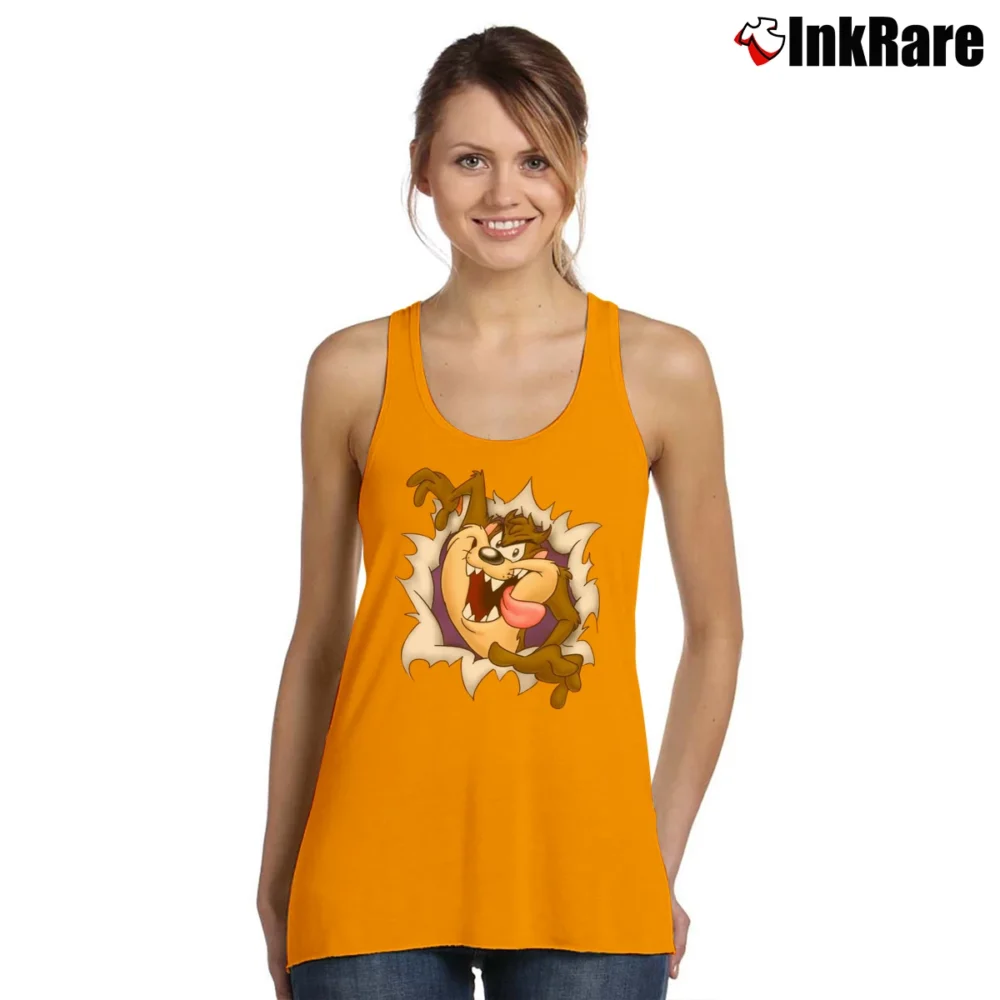 Women’s Looney Tunes Tasmanian Devil Taz Cartoon Tank Top in orange | Lightweight, Movement-Friendly