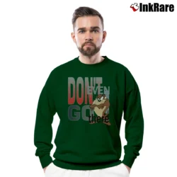 Men’s Looney Tunes Tasmanian Devil Warner Bros Crewneck Sweatshirt in forest green | Cozy Fabric, Clean Style