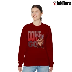 Women’s Looney Tunes Tasmanian Devil Warner Bros Relaxed Sweatshirt in maroon | Soft, Laid-Back Vibe