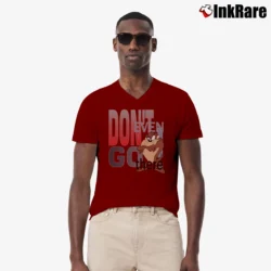 Men’s Looney Tunes Tasmanian Devil Warner Bros V-Neck Tee in maroon | Sharp, Breathable, Everyday Staple