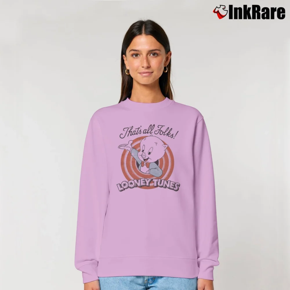 Women’s Looney Tunes That's All Folks Classic Relaxed Sweatshirt in light pink | Soft, Laid-Back Vibe