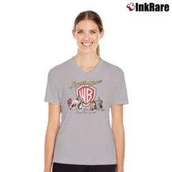 Women’s Looney Tunes Warner Bros Logo V-Neck Tee in sport grey | Chic Neckline, Soft Texture
