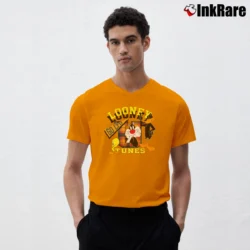 Men’s Looney Tunes Warner Bros Tweety Bugs Bunny Daffy Duck V-Neck Tee in orange | Sharp, Breathable, Everyday Staple