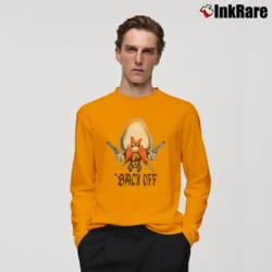 Men’s Looney Tunes Yosemite Sam Back Off Cartoon Character Long-Sleeve Shirt in orange | Sleek, Lightweight, Year-Round Wear