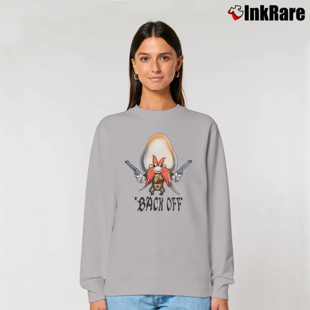 Women’s Looney Tunes Yosemite Sam Back Off Cartoon Character Relaxed Sweatshirt in sport grey | Soft, Laid-Back Vibe