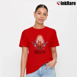 Women’s Looney Tunes Yosemite Sam Back Off Cartoon Character Signature T-Shirt in red | Soft, Flattering Fit