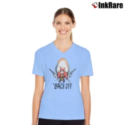 Women’s Looney Tunes Yosemite Sam Back Off Cartoon Character V-Neck Tee in light blue | Chic Neckline, Soft Texture