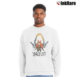 Men’s Looney Tunes Yosemite Sam Back Off Crewneck Sweatshirt in white | Cozy Fabric, Clean Style