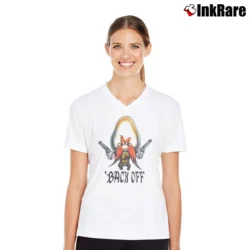 Women’s Looney Tunes Yosemite Sam Back Off V-Neck Tee in white | Chic Neckline, Soft Texture