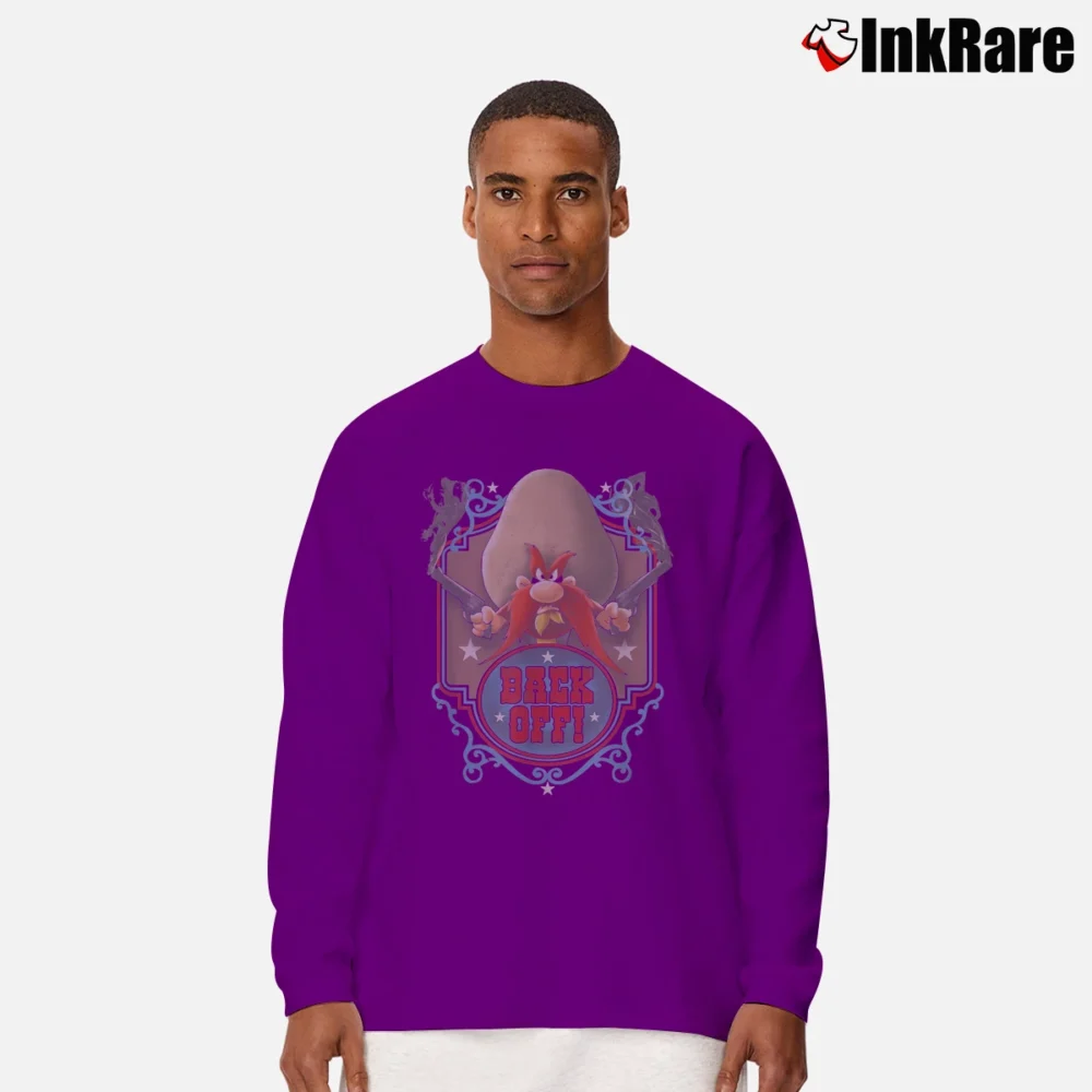 Men’s Looney Tunes Yosemite Sam Back Off Vintage Long-Sleeve Shirt in purple | Sleek, Lightweight, Year-Round Wear