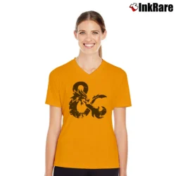 Women’s Loot Crate Dungeons And Dragons Ampersand V-Neck Tee in orange | Chic Neckline, Soft Texture