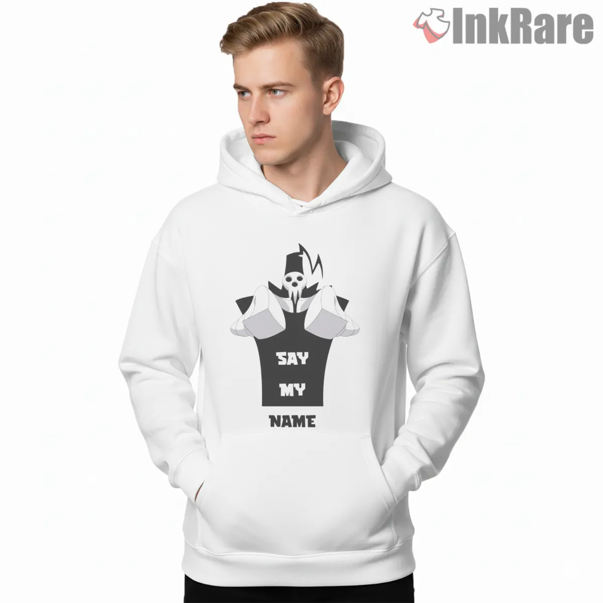 Lord Death Funny Say My Name Graphic Anime Shirt on white hoodie for men graphic tee