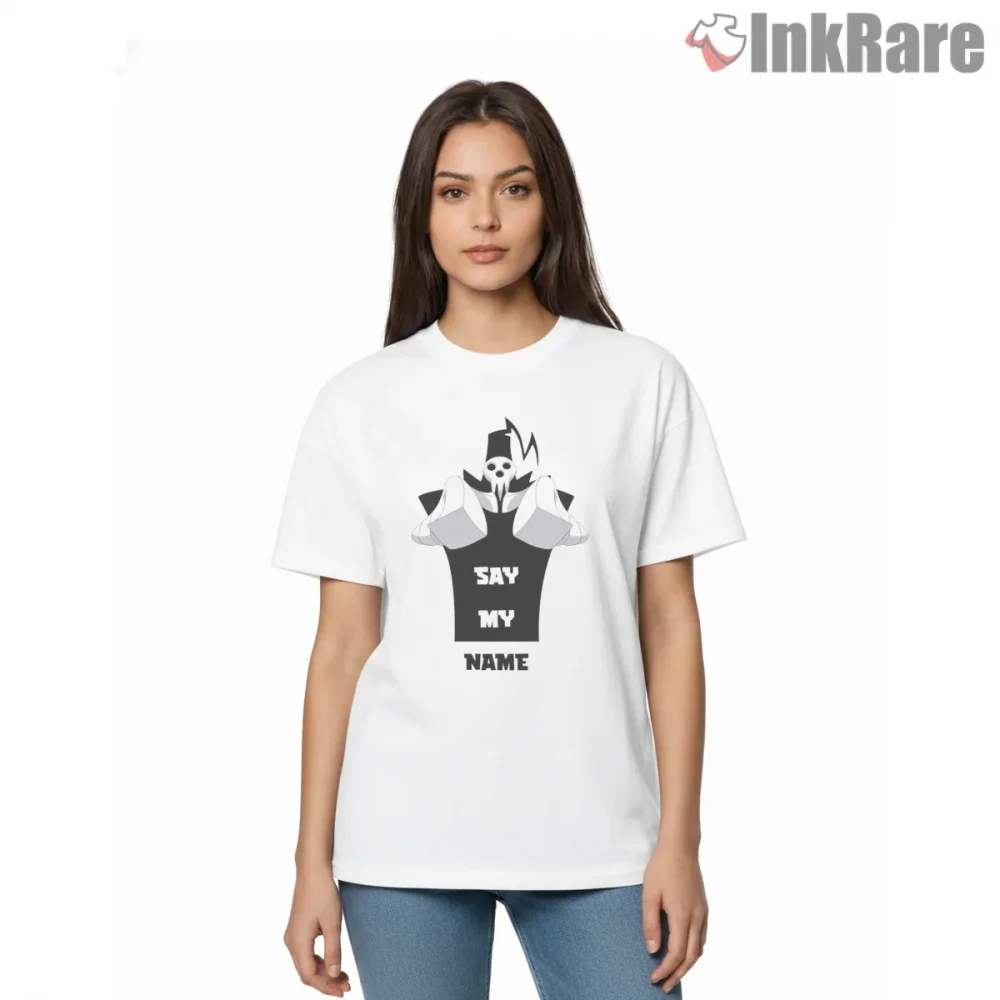 Lord Death Funny Say My Name Graphic Anime Shirt on white short sleeve shirt for women graphic tee