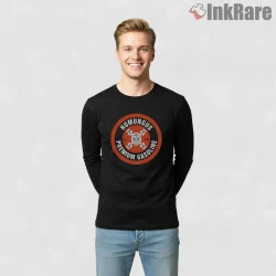 Lord Humungus Premium Gasoline Vintage Badge Mad Max Shirt on black long sleeve shirt for men graphic tee