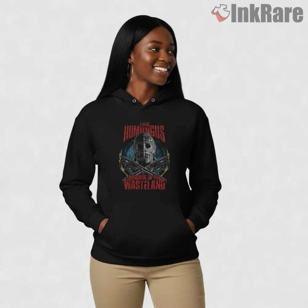 Lord Humungus Warrior Of The Wasteland Distressed Shirt on black hoodie for women graphic tee