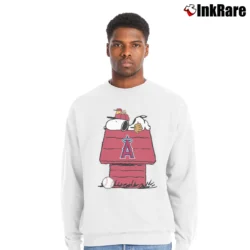 Men’s Los Angeles Angels Snoopy Baseball Crewneck Sweatshirt in white | Cozy Fabric, Clean Style