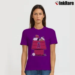 Women’s Los Angeles Angels Snoopy Baseball Signature T-Shirt in purple | Soft, Flattering Fit