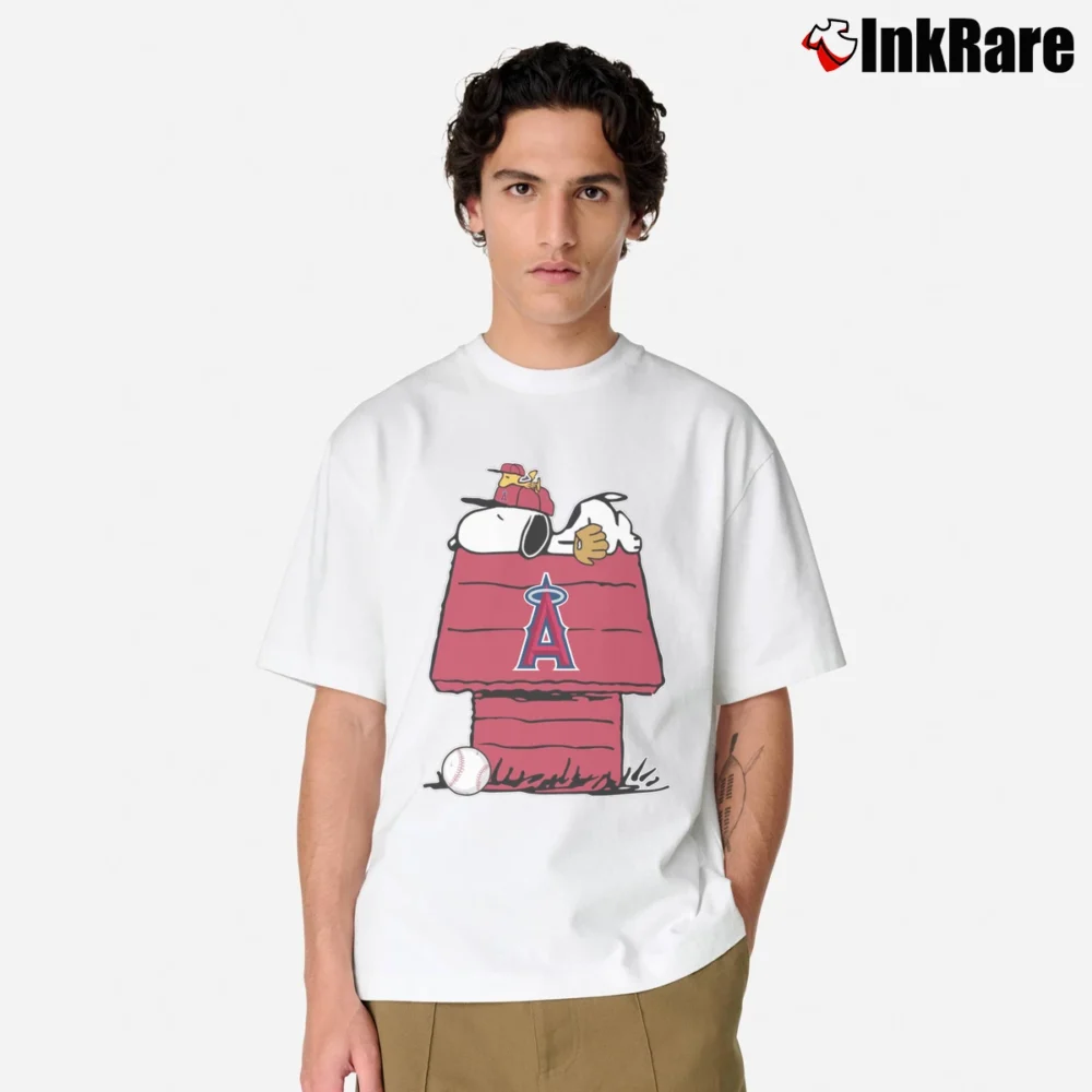 Men’s Los Angeles Angels Snoopy Baseball Classic T-Shirt in white | Soft, Breathable Everyday Wear