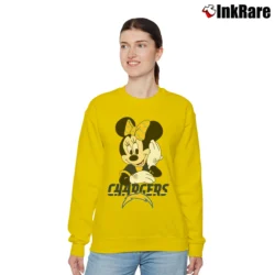 Women’s Los Angeles Chargers American Football Team Mimi Mouse Disney Relaxed Sweatshirt in yellow | Soft, Laid-Back Vibe