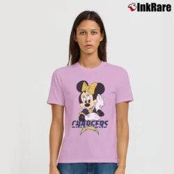 Women’s Los Angeles Chargers American Football Team Mimi Mouse Disney Signature T-Shirt in light pink | Soft, Flattering Fit