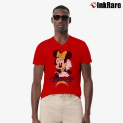 Men’s Los Angeles Chargers American Football Team Mimi Mouse Disney V-Neck Tee in red | Sharp, Breathable, Everyday Staple