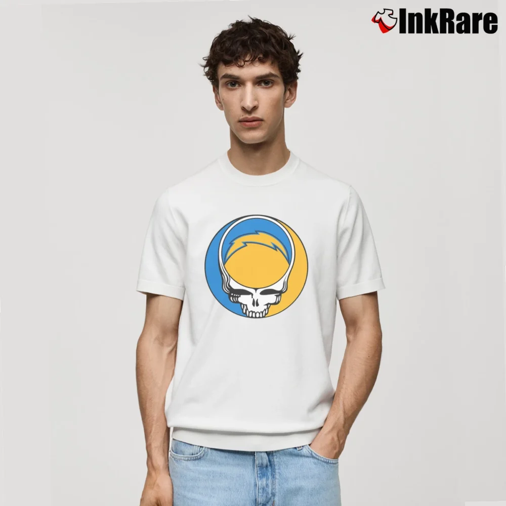 Men’s Los Angeles Chargers Football Grateful Dead Steal Your Face Classic T-Shirt in white | Soft, Breathable Everyday Wear