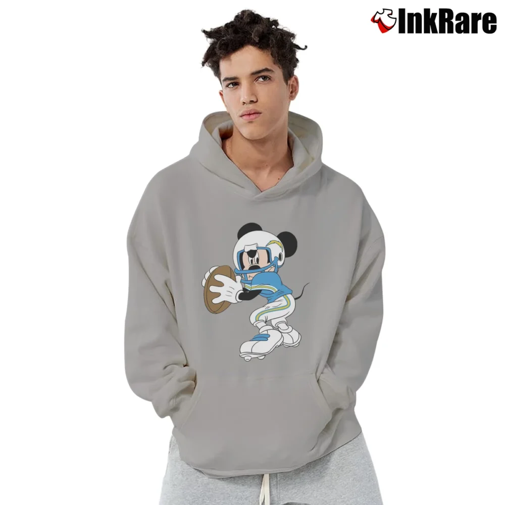 Men’s Los Angeles Chargers Football Mickey Mouse Walt Disney Pullover Hoodie in sport grey | Cozy, Durable, Modern Fit