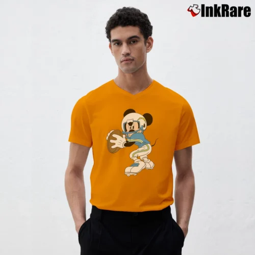 Los Angeles Chargers Football Mickey Mouse Walt Disney Men’s V-Neck Tee in orange – Modern Essential Men’s Los Angeles Chargers Football Mickey Mouse Walt Disney V-Neck Tee in orange | Sharp, Breathable, Everyday Staple