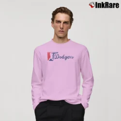 Men’s los angeles dodgers baseball logo vintage for MLB Fans Long-Sleeve Shirt in light pink | Sleek, Lightweight, Year-Round Wear
