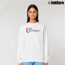 Women’s los angeles dodgers baseball logo vintage for MLB Fans Relaxed Sweatshirt in white | Soft, Laid-Back Vibe