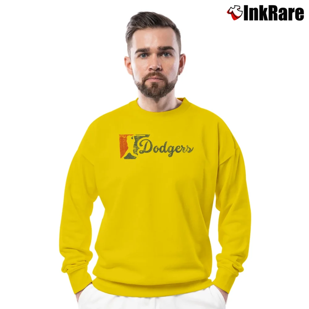 Men’s los angeles dodgers baseball logo vintage for MLB Fans Crewneck Sweatshirt in yellow | Cozy Fabric, Clean Style