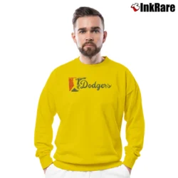 Men’s los angeles dodgers baseball logo vintage for MLB Fans Crewneck Sweatshirt in yellow | Cozy Fabric, Clean Style